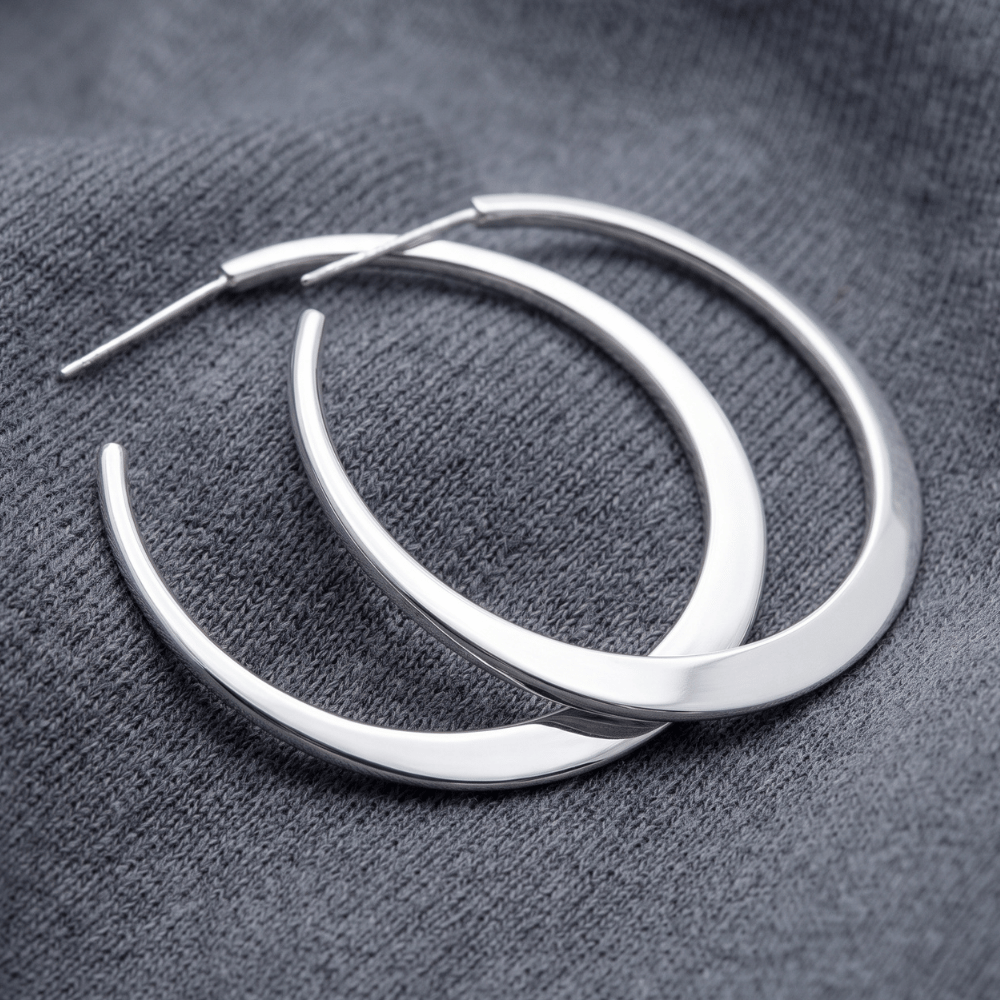 Flat Tapered 3/4 Hoop Earrings