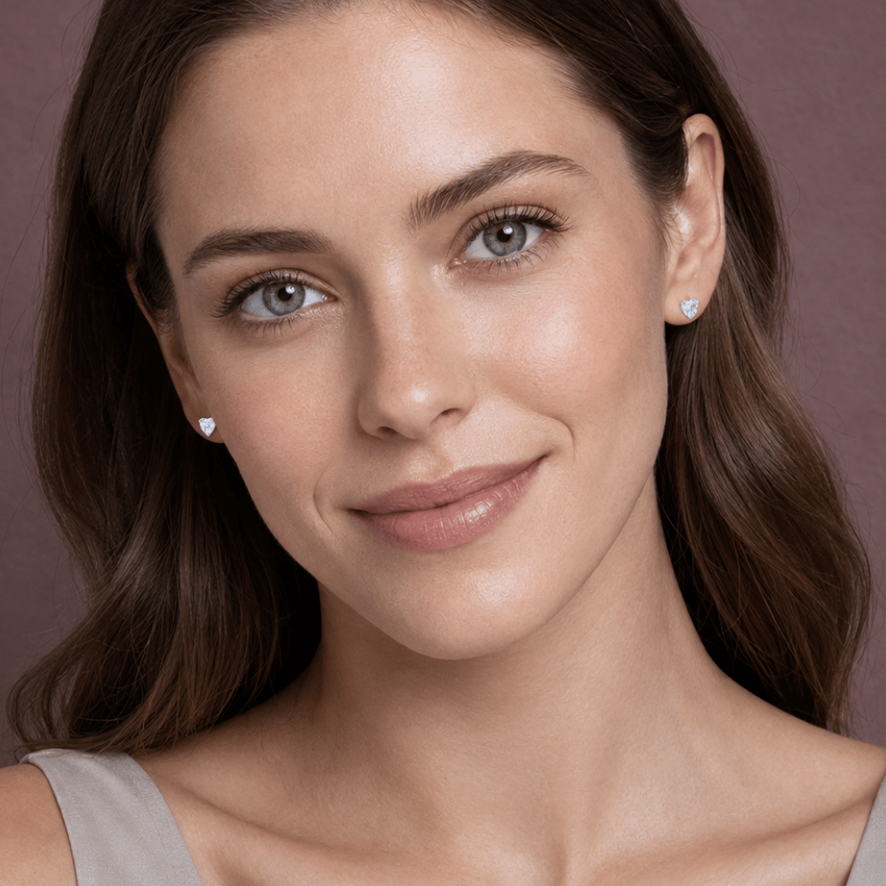 Heart CZ Stud Earrings