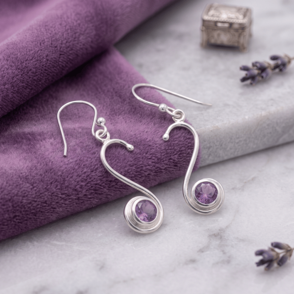 S Design Amethyst Earrings