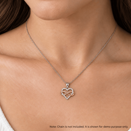 Two Tone CZ Infinity Heart Pendant