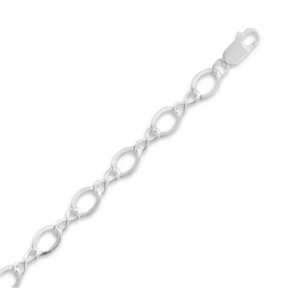 925 Sterling Silver Figure 8 Charm Bracelet - 5.5mm - view 5