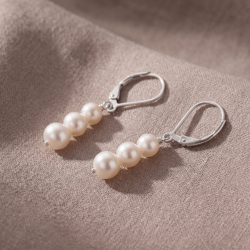 Stacked Cultured Freshwater Pearl Lever Earrings