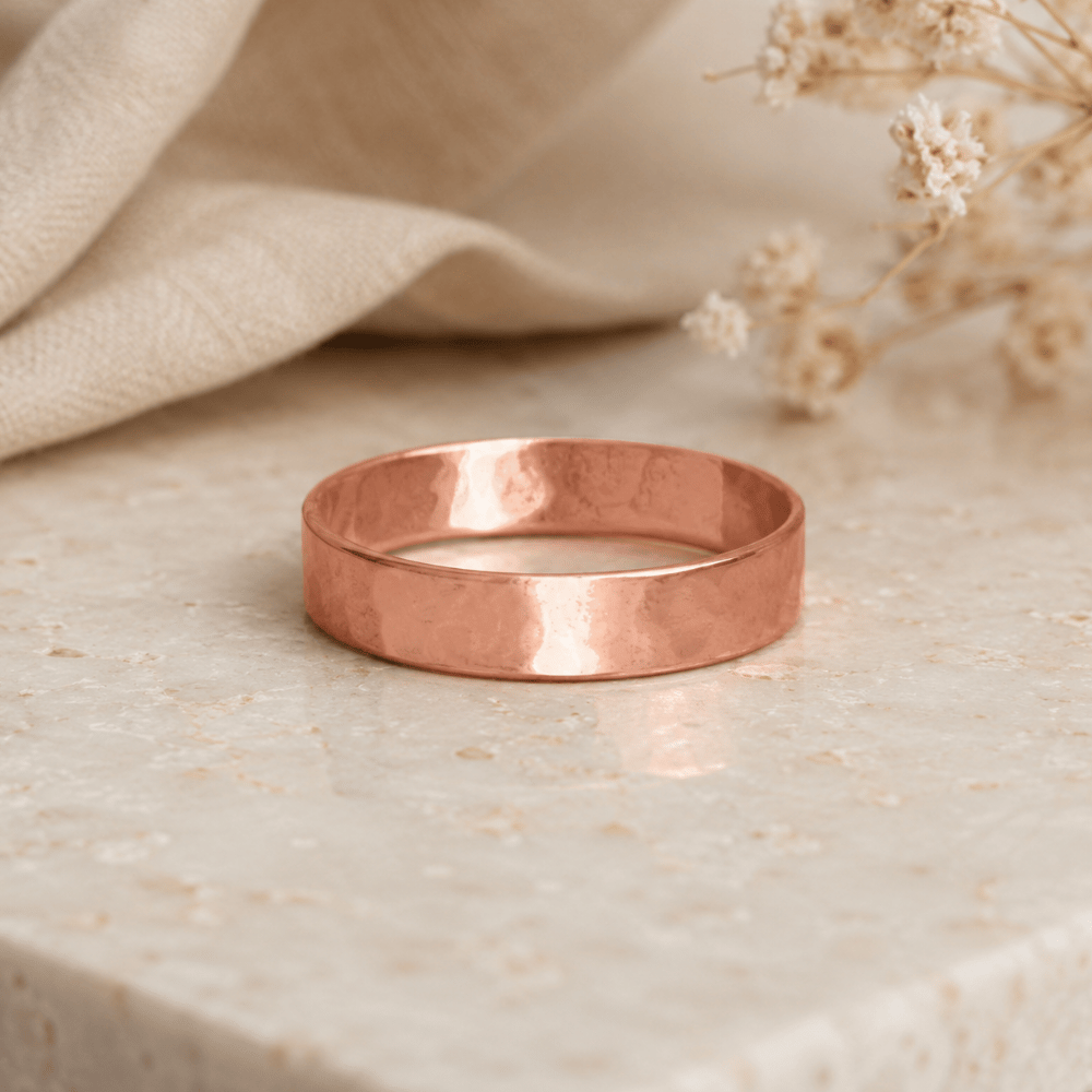 Solid Copper Hammered Ring