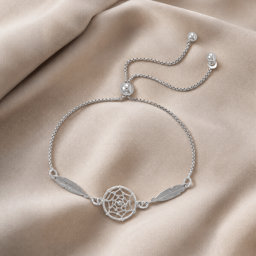 Rhodium Plated Dream Catcher Bolo Bracelet