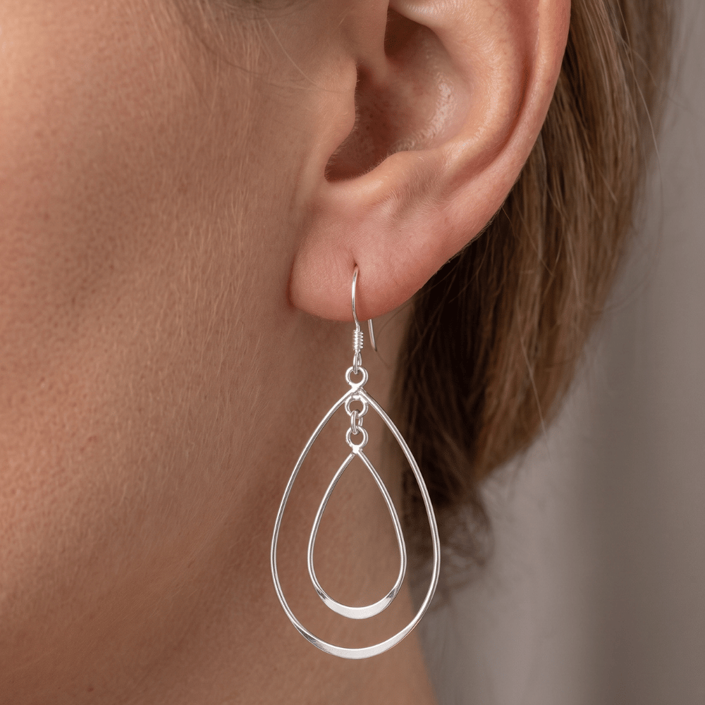 Double Pear Shape French Wire Earrings