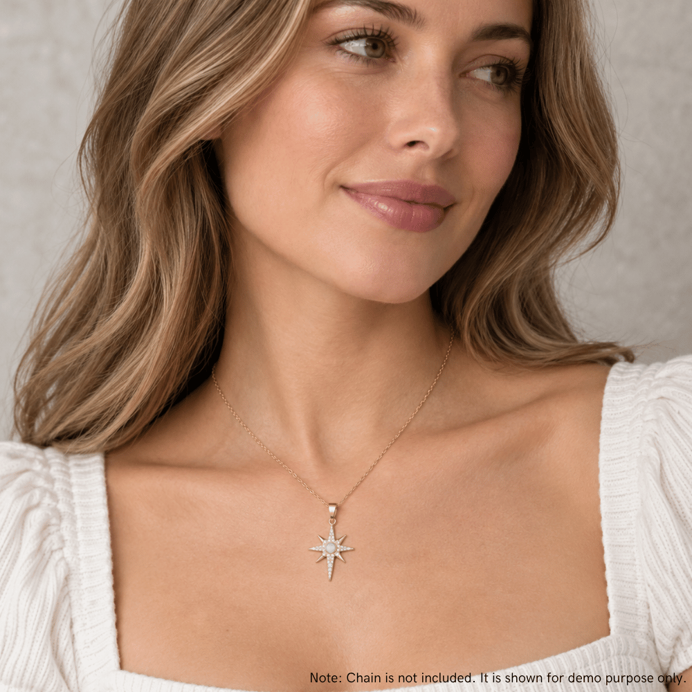 Synthetic Opal and CZ Star Pendant