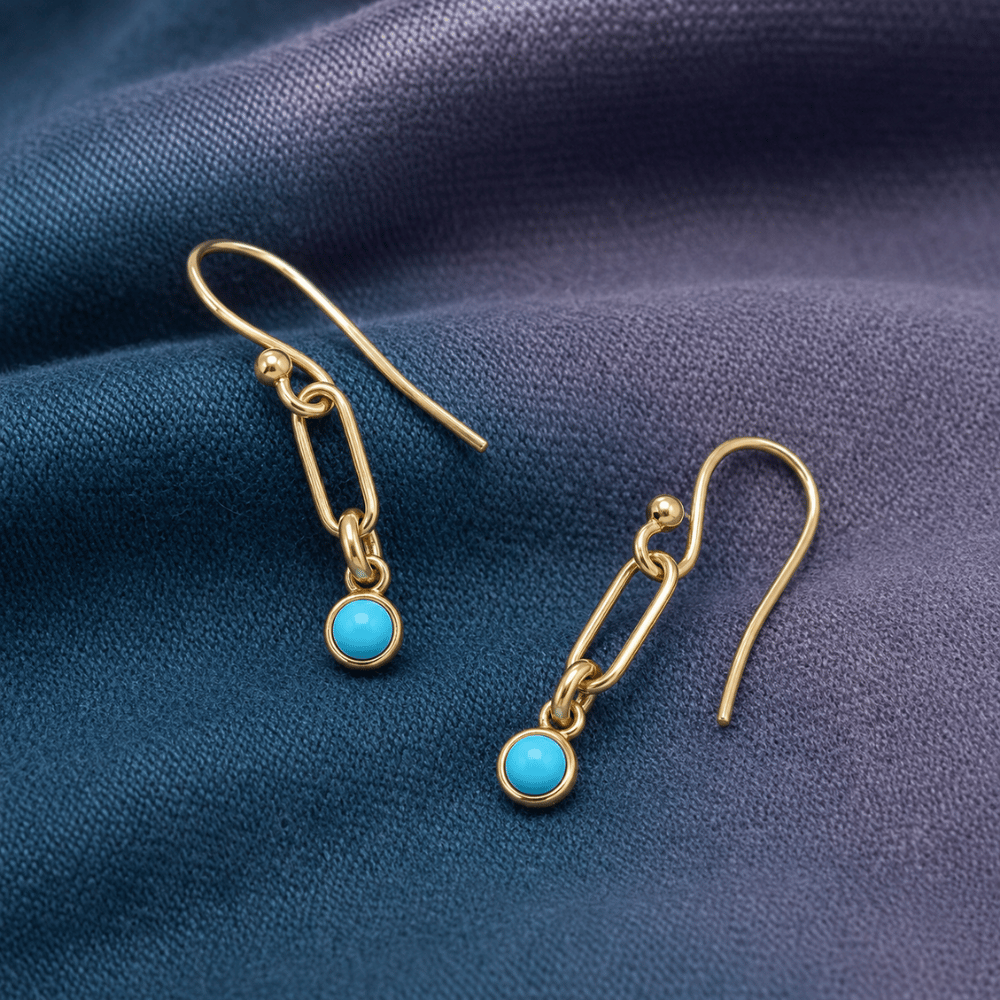 14/20 Gold Filled Turquoise Link Drop Earrings