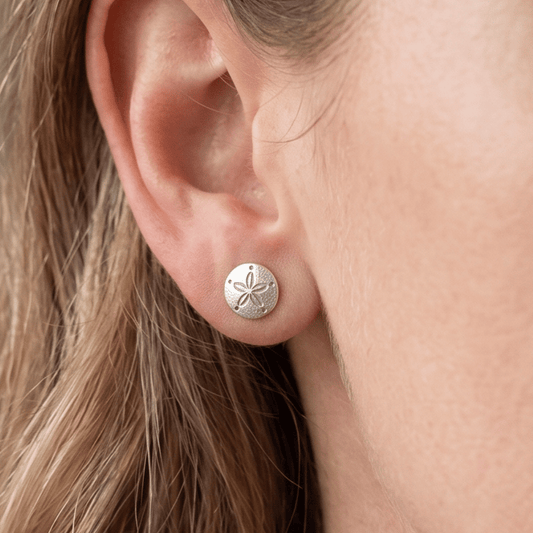 Oxidized Sand Dollar Stud Earrings