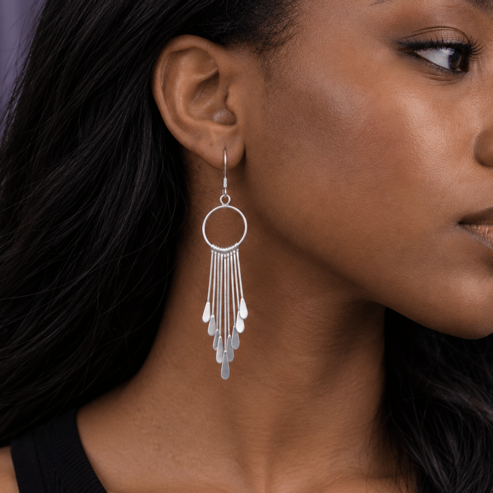 Open Circle and Bar Drop French Wire Earrings