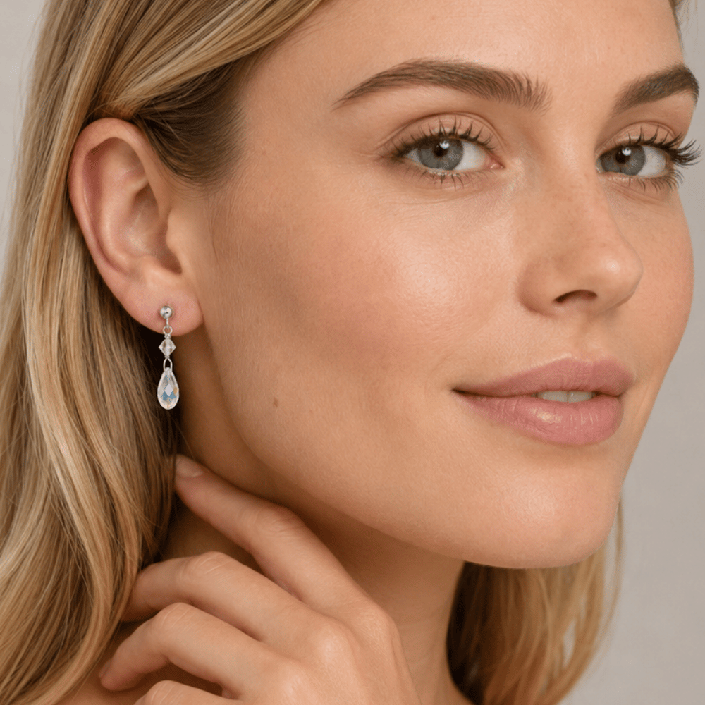Swarovski Crystal Drop Ball Post Earrings