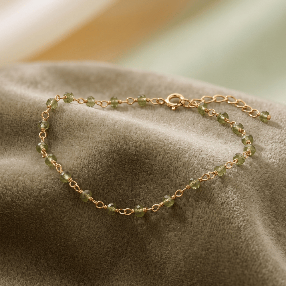 9.5" + 1" 14 Karat Gold Plated Bead Anklet