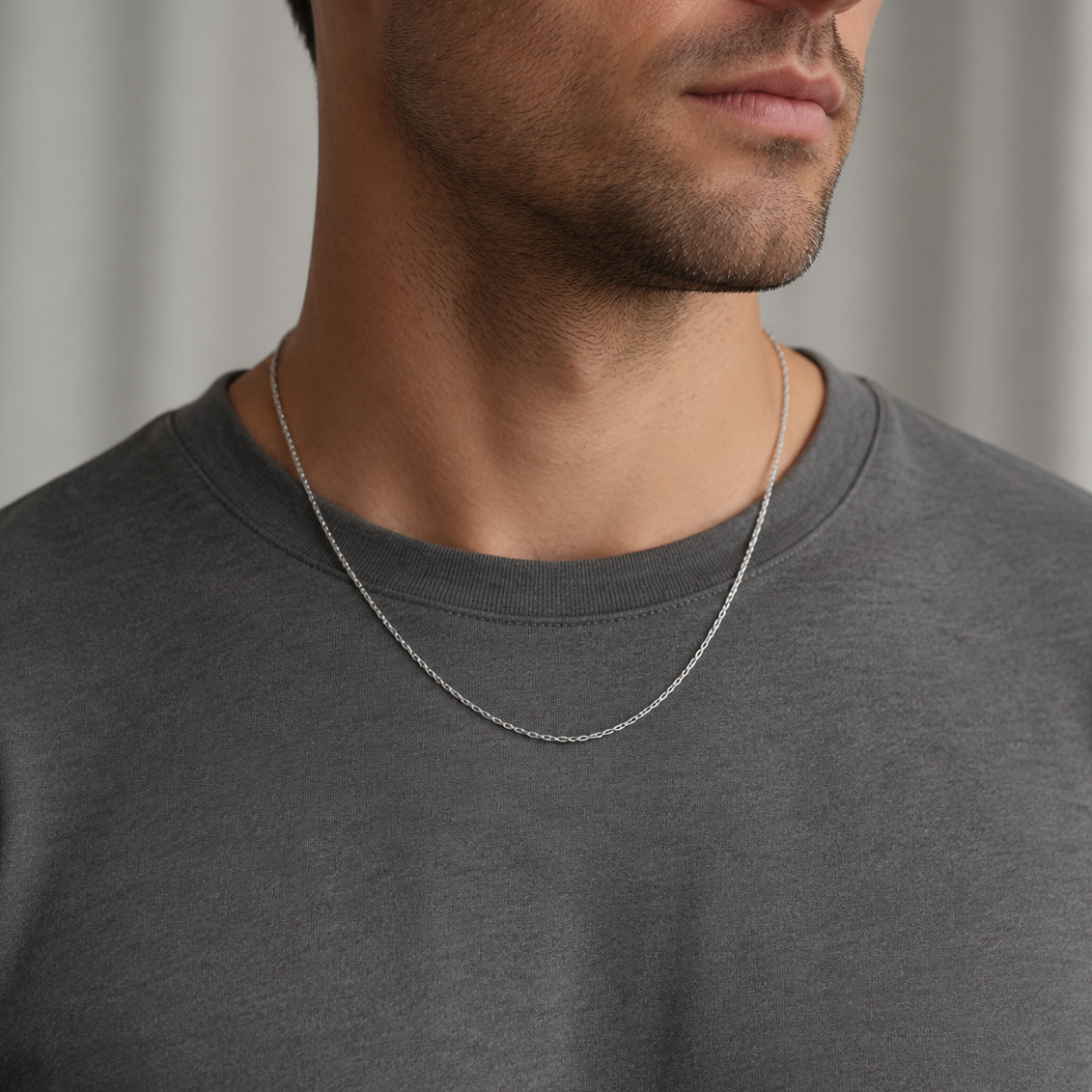 925 Sterling Silver Rhodium Plated Cable Chain Necklace - 1.9mm