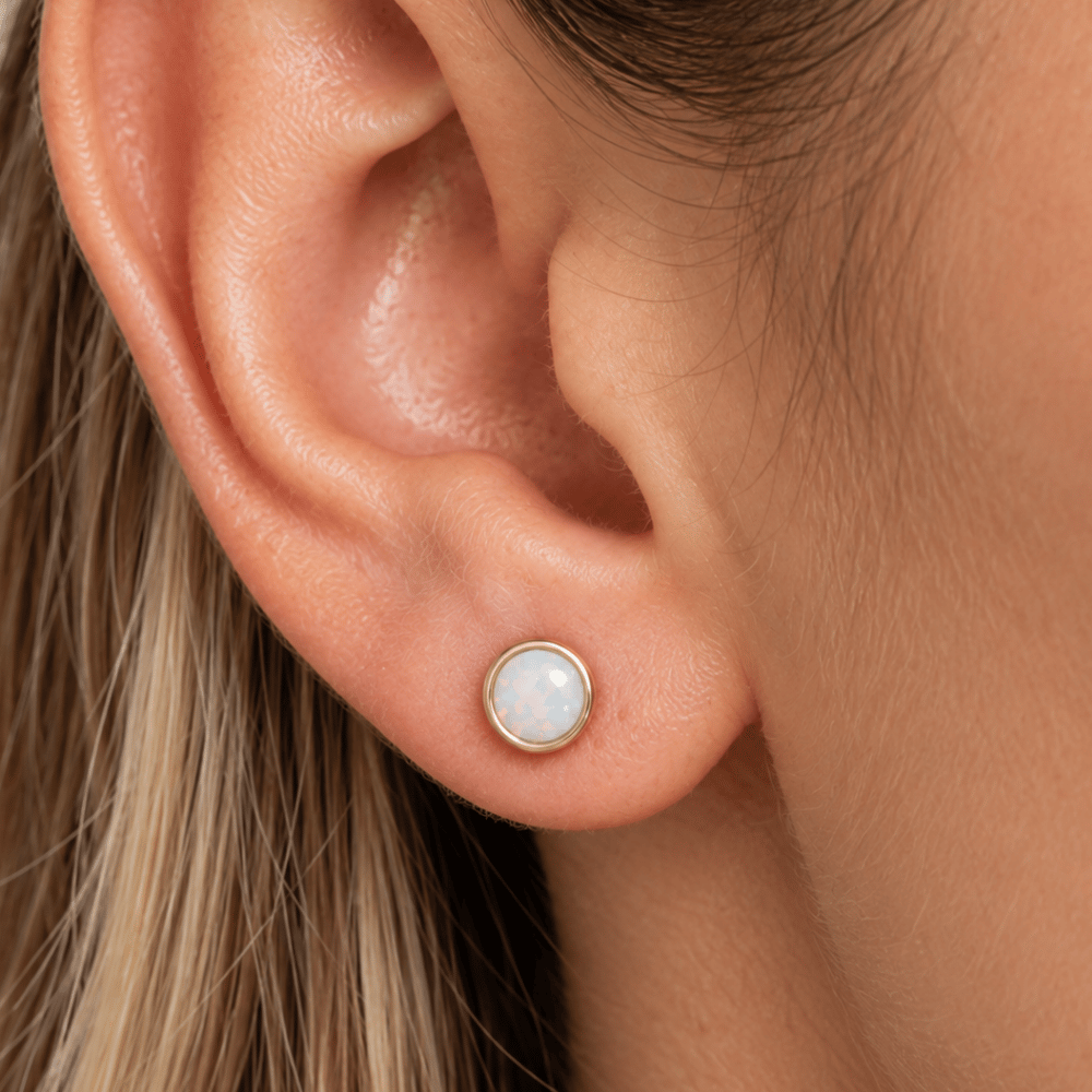 Synthetic Opal Bezel Studs