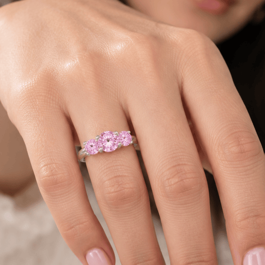 Ring with 3 Pink CZs