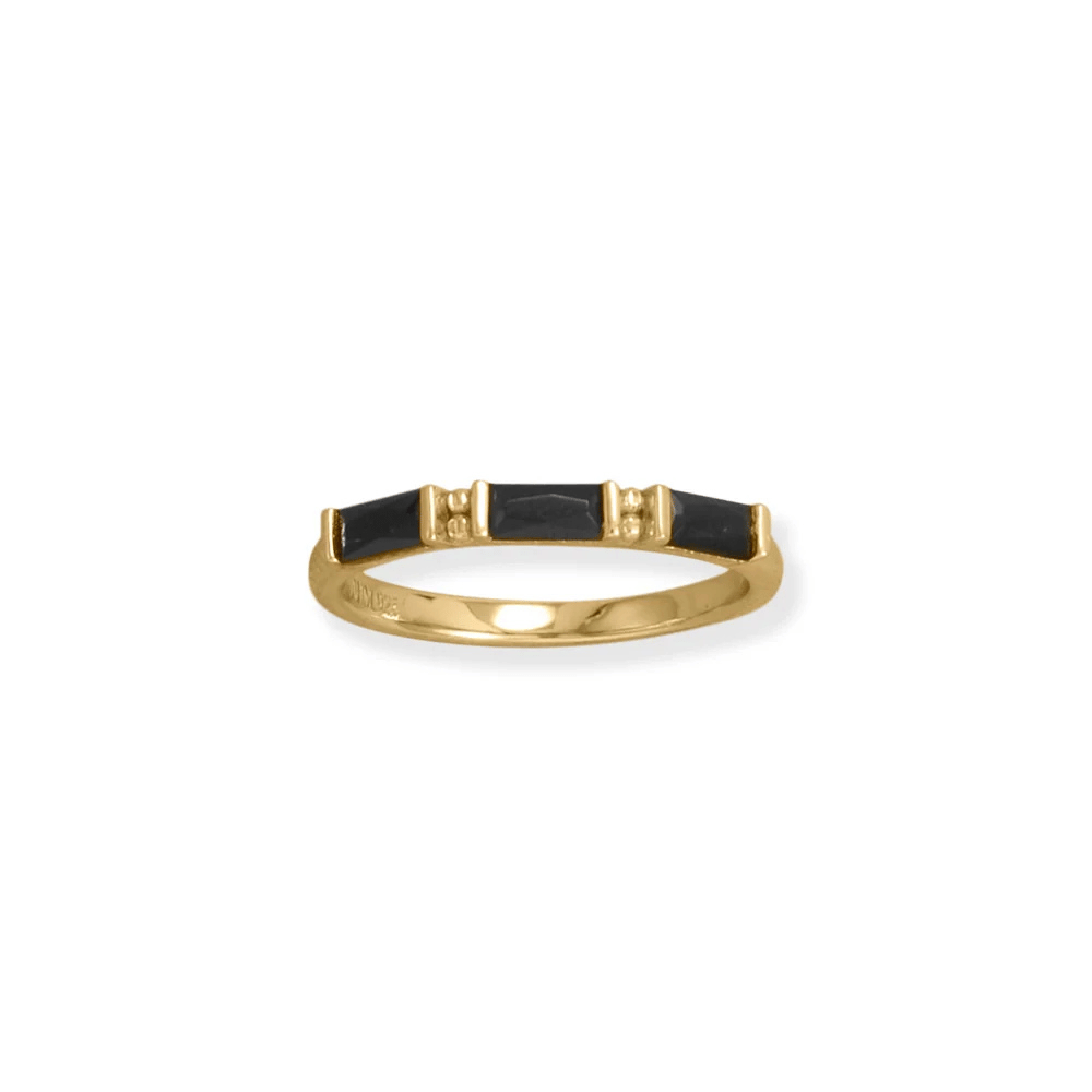 14 Karat Gold Plated Baguette CZ Ring