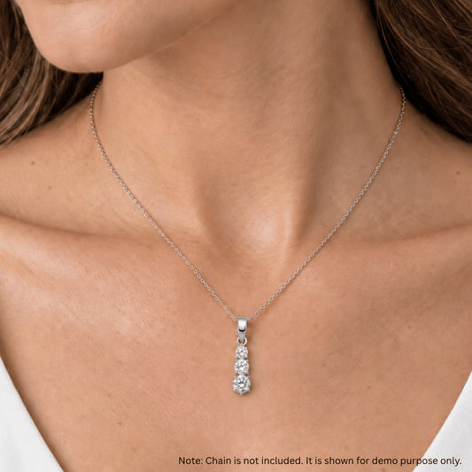 Graduated Three CZ Drop Pendant