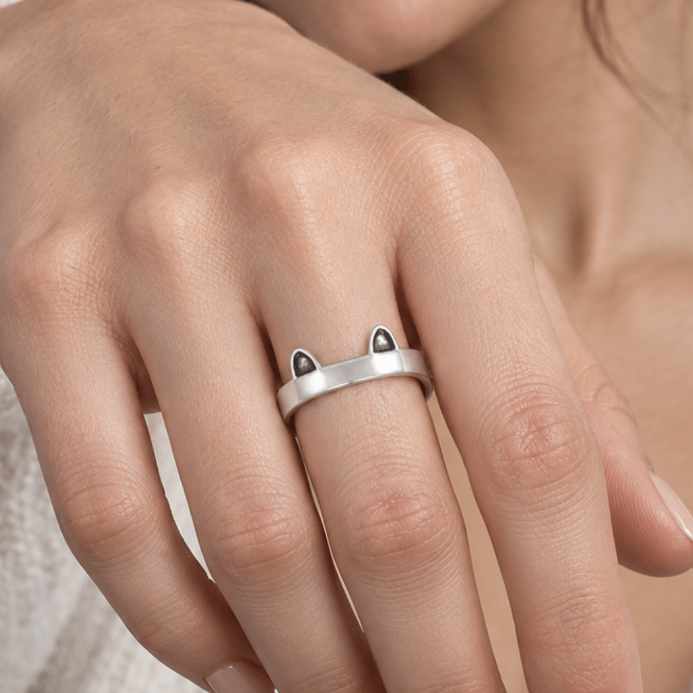 Oxidized Animal Ear Wrap Ring