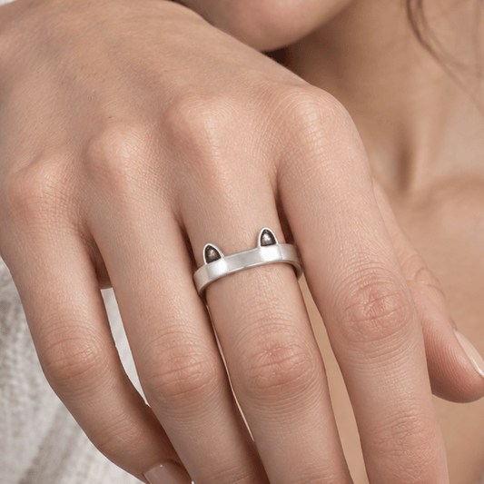 Oxidized Animal Ear Wrap Ring