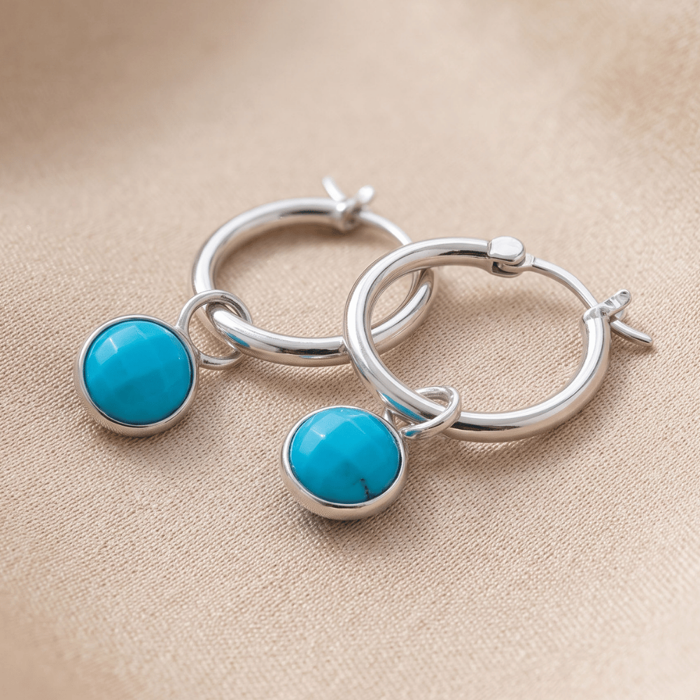 Turquoise Charm Hoop Earrings