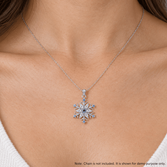 Blue and White CZ Snowflake Pendant