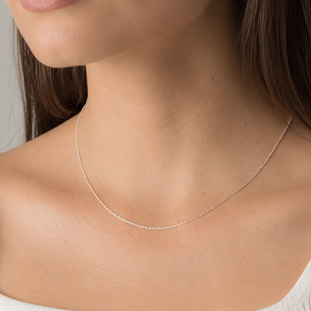 925 Sterling Silver Diamond Cut Rope Chain Necklace - 1mm