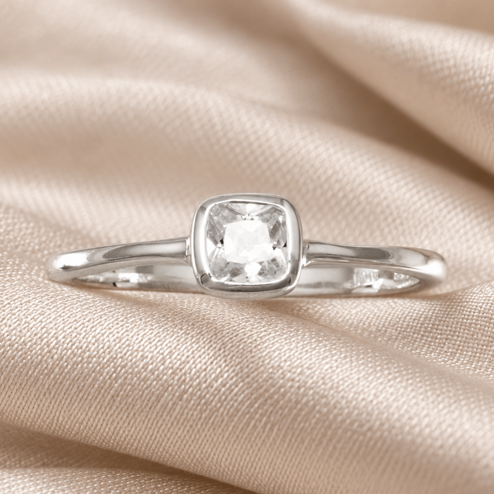 Solitaire Square Clear CZ Ring
