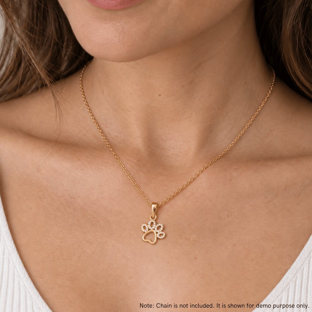 CZ Paw Print Pendant
