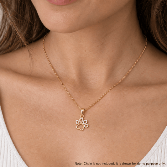 CZ Paw Print Pendant