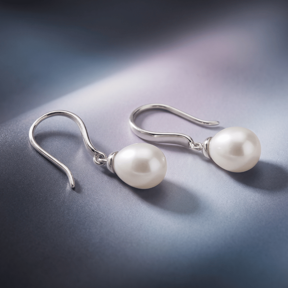 Rhodium Plated Cultured Freshwater Pearl French Wire Earrings