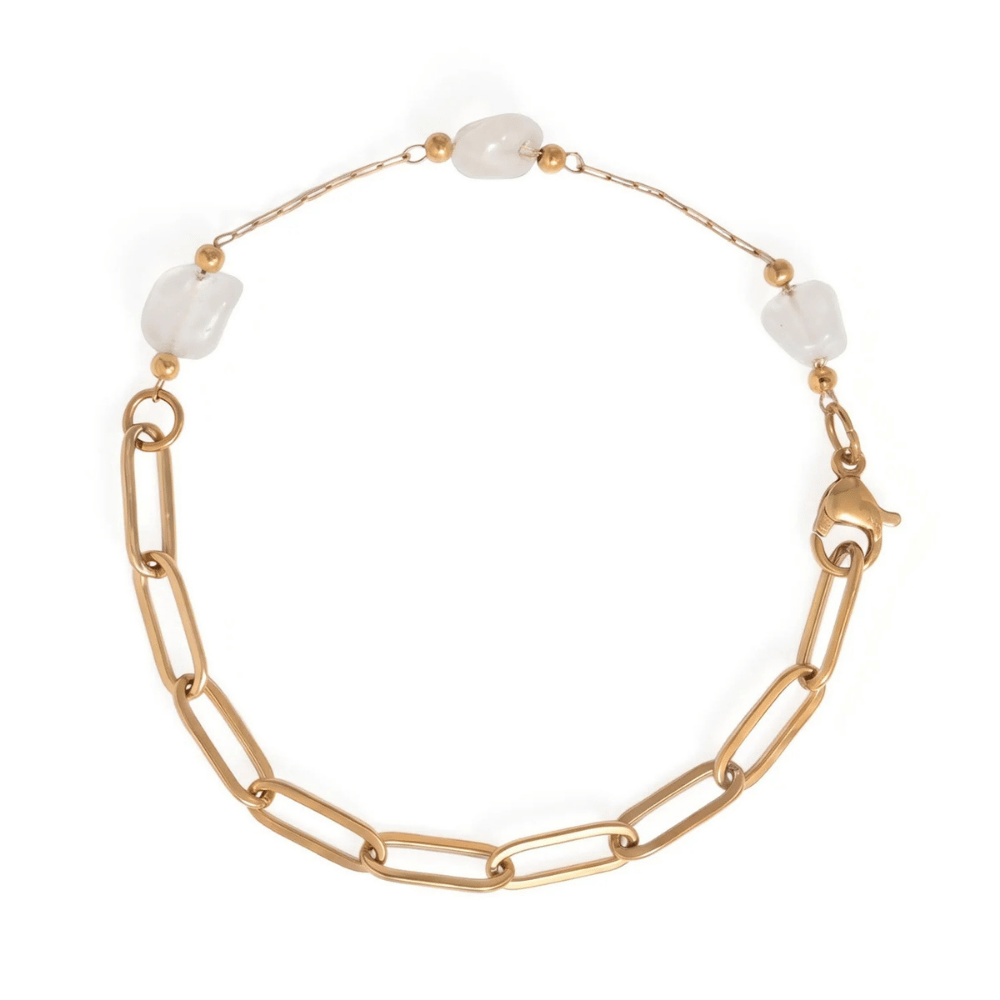 7" 18K Gold PVD Stainless Steel 4mm Paperclip Chain Bracelet