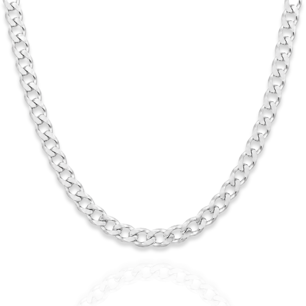 925 Sterling Silver Beveled Curb Chain Necklace - 6.6mm