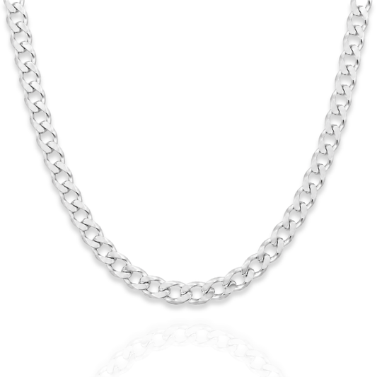 925 Sterling Silver Beveled Curb Chain Necklace - 6.6mm