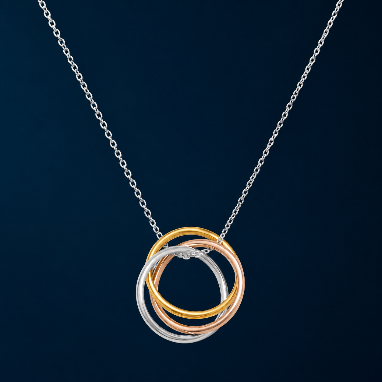 16" Necklace with Tri Tone Rings