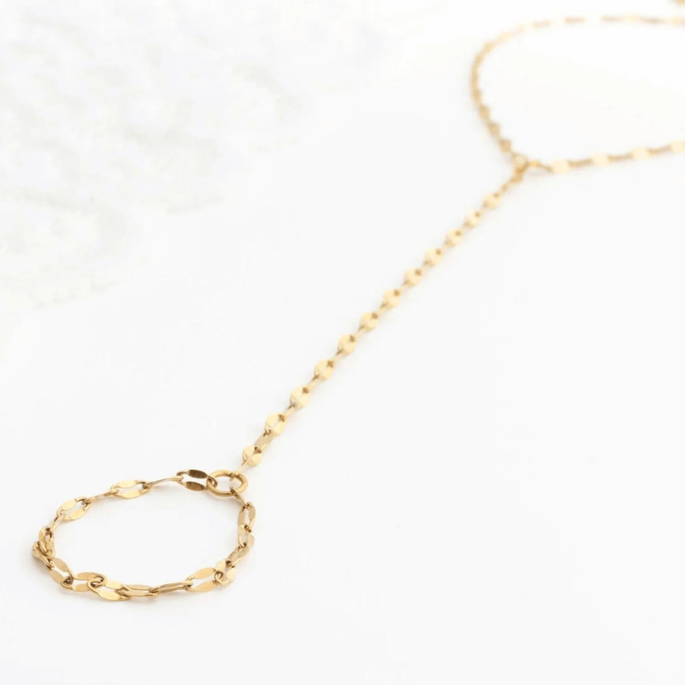 7.5-inch + 1-inch Stainless Steel Coffee Hand Chain - Gold - view 2