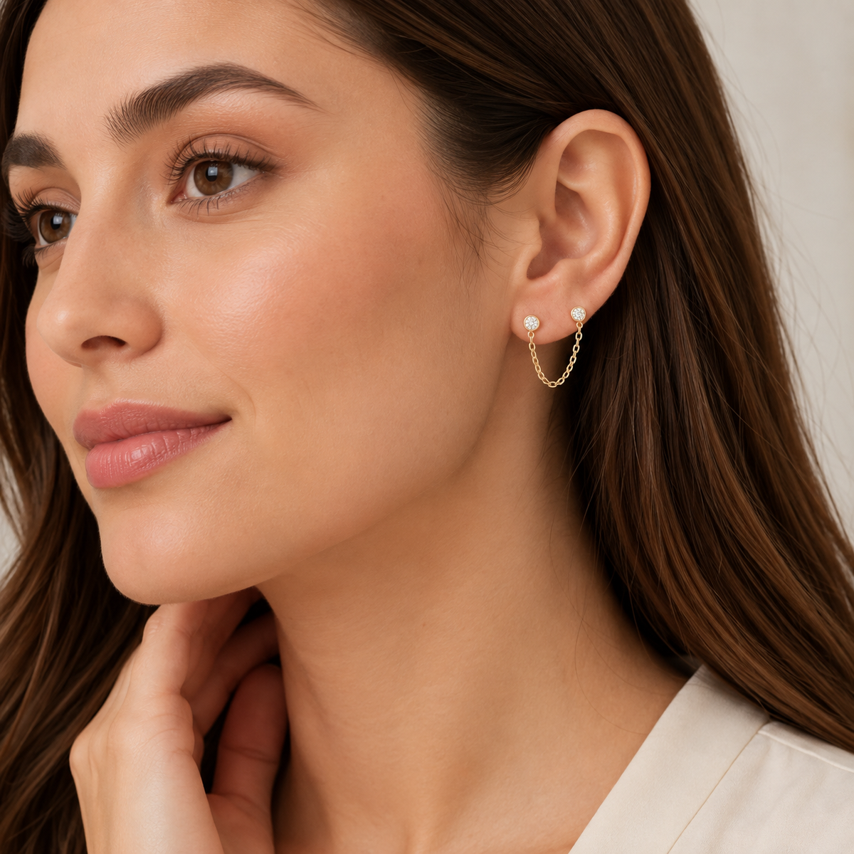 Round CZ Double Post Earrings