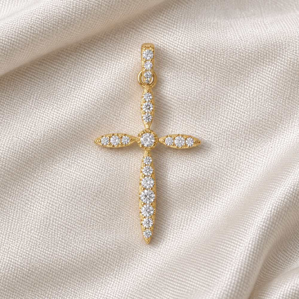 Graduating CZ Cross Pendant