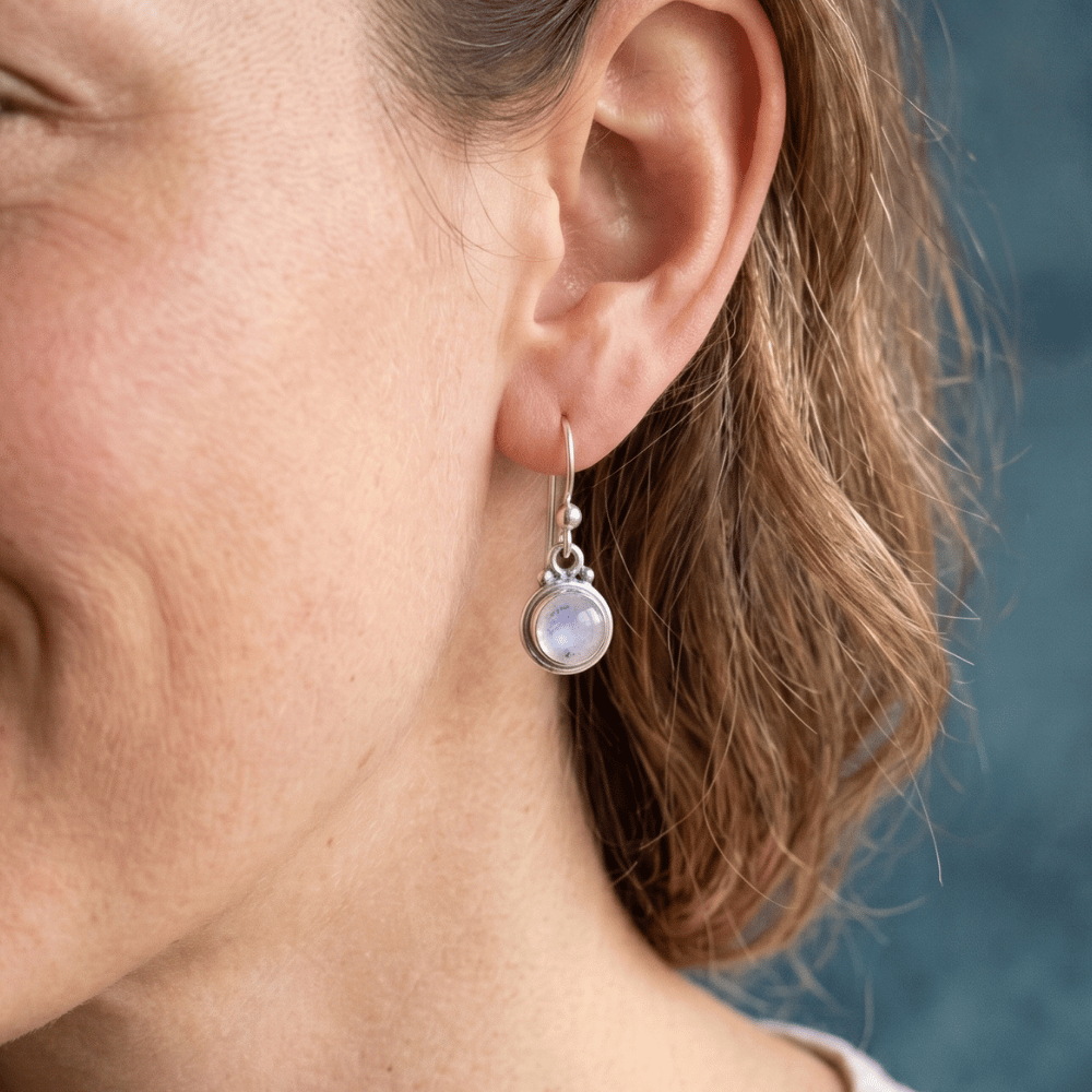 Round Moonstone French Wire Earrings