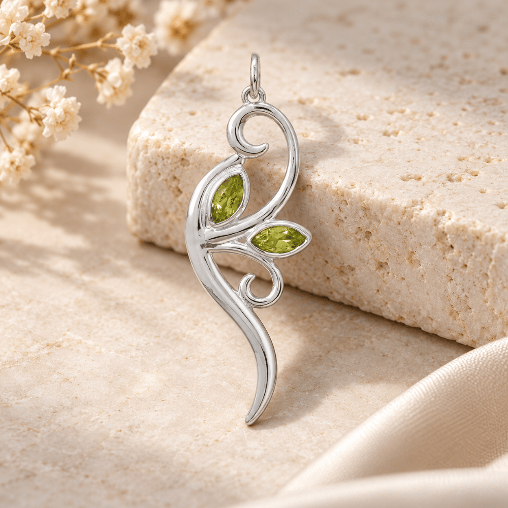 Unbe-LEAF-ily Beautiful! Peridot Leaf and Branch Pendant - view 3