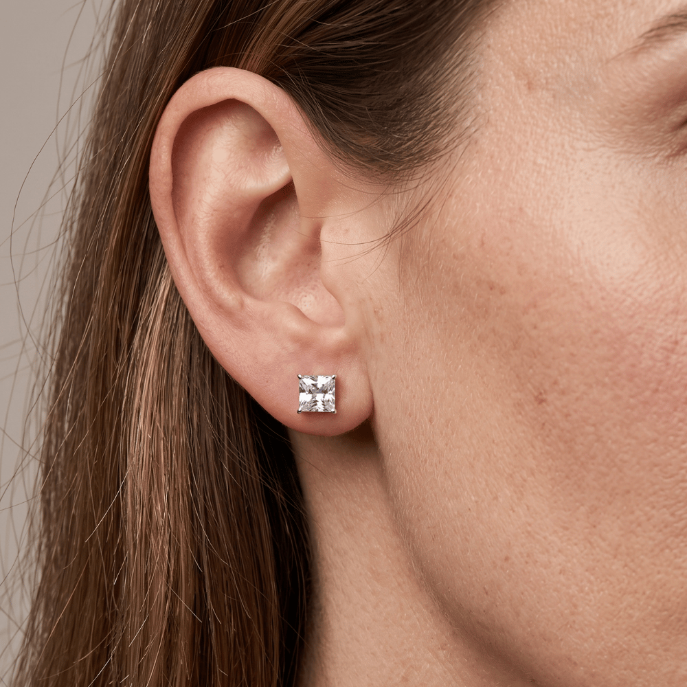 CZ Square Stud Earrings