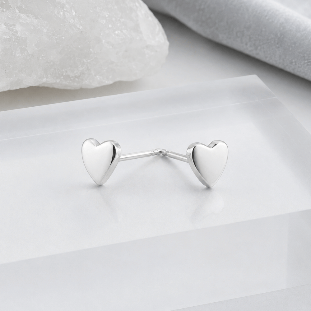 Polished Heart Stud Earrings