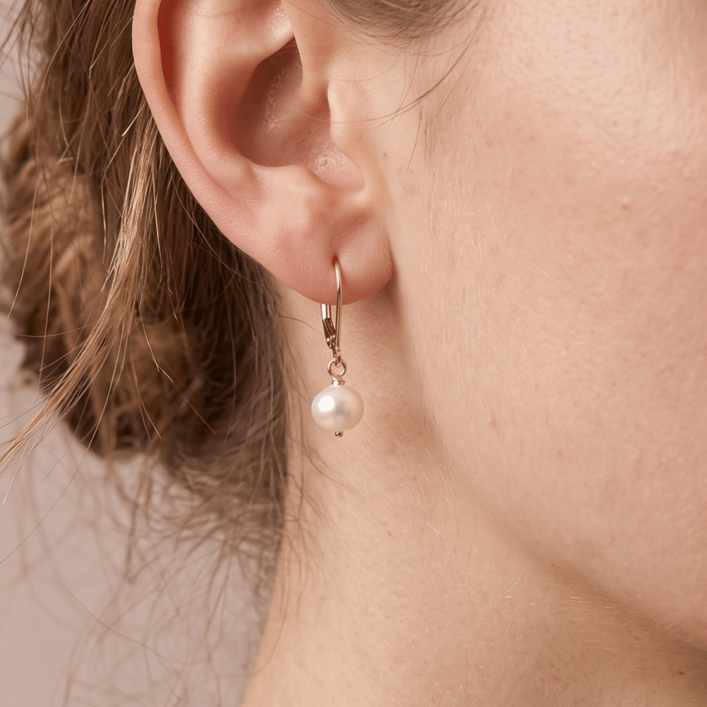 Gold-Filled Cultured Freshwater Pearl Lever Earrings
