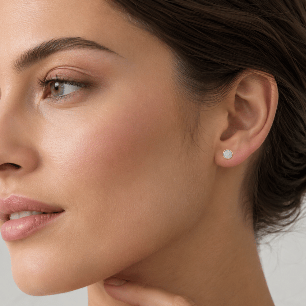 Synthetic Opal Bezel Studs