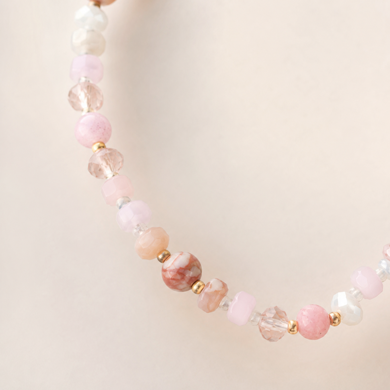 18" Pink Rondell Glass and Picture Jasper Bead Fashion Toggle Necklace