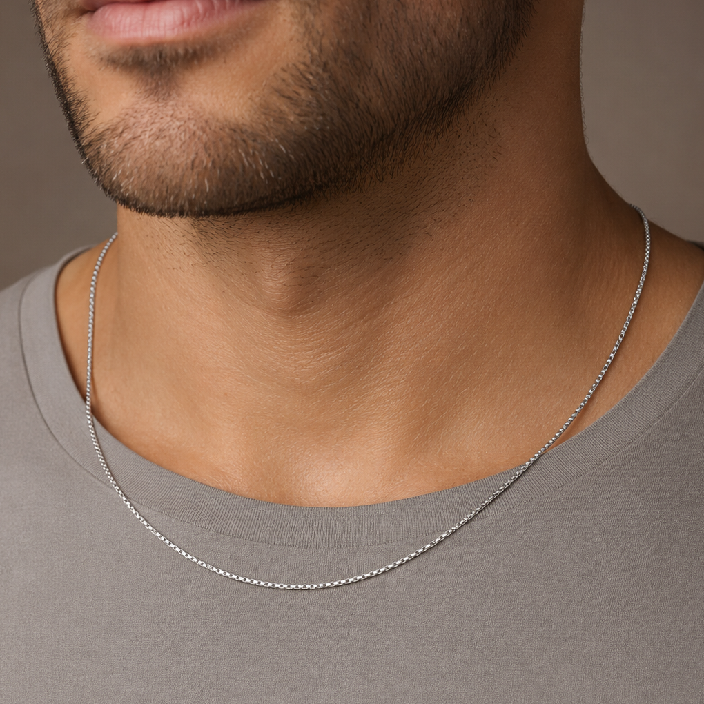 925 Sterling Silver Heavy Box Chain Necklace - 1.5mm