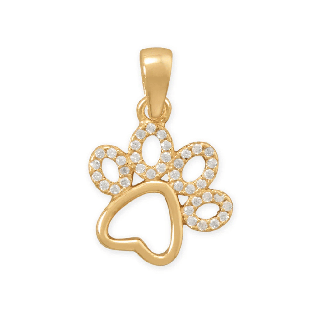 CZ Paw Print Pendant