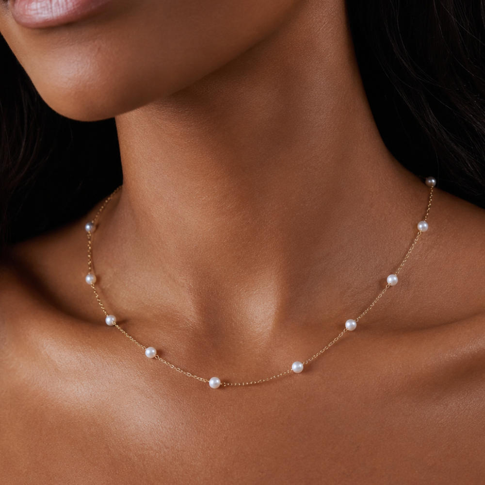 16" Gold Filled 9 Cultured Freshwater Pearl Necklace