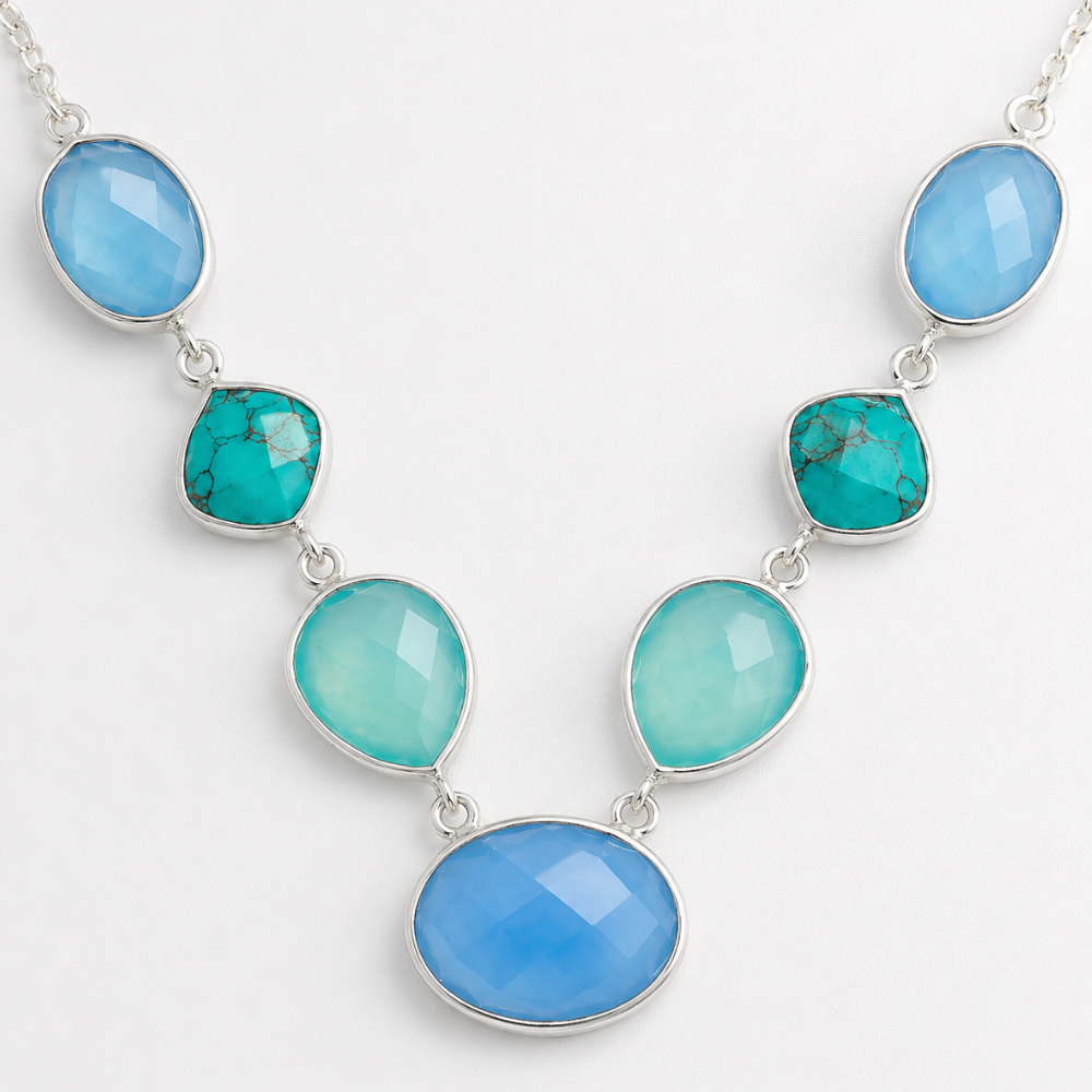 Stabilized Turquoise and Chalcedony Necklace