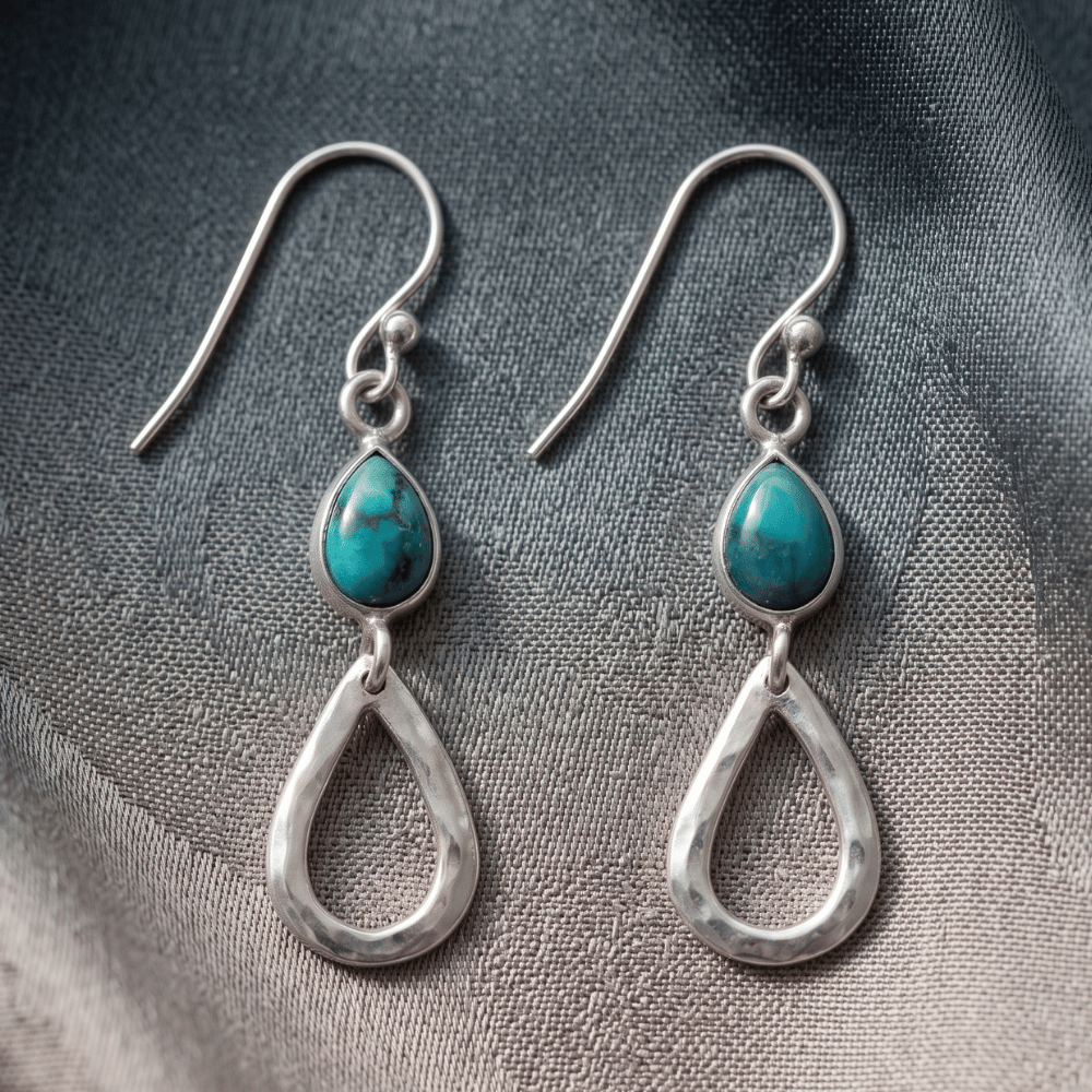 Stabilized Turquoise Drop French Wire Earrings