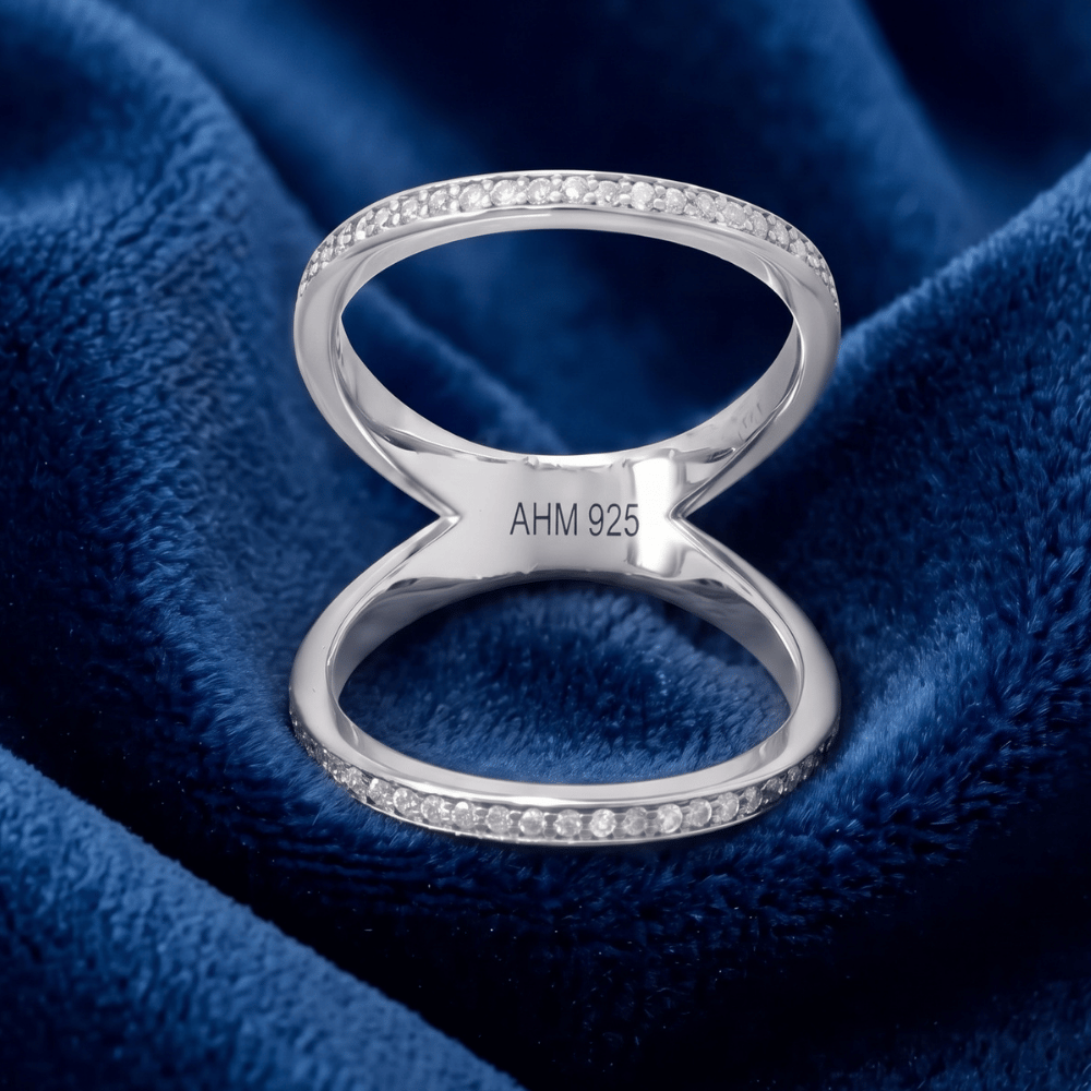 CZ Double Band Knuckle Ring - Silver - view 3