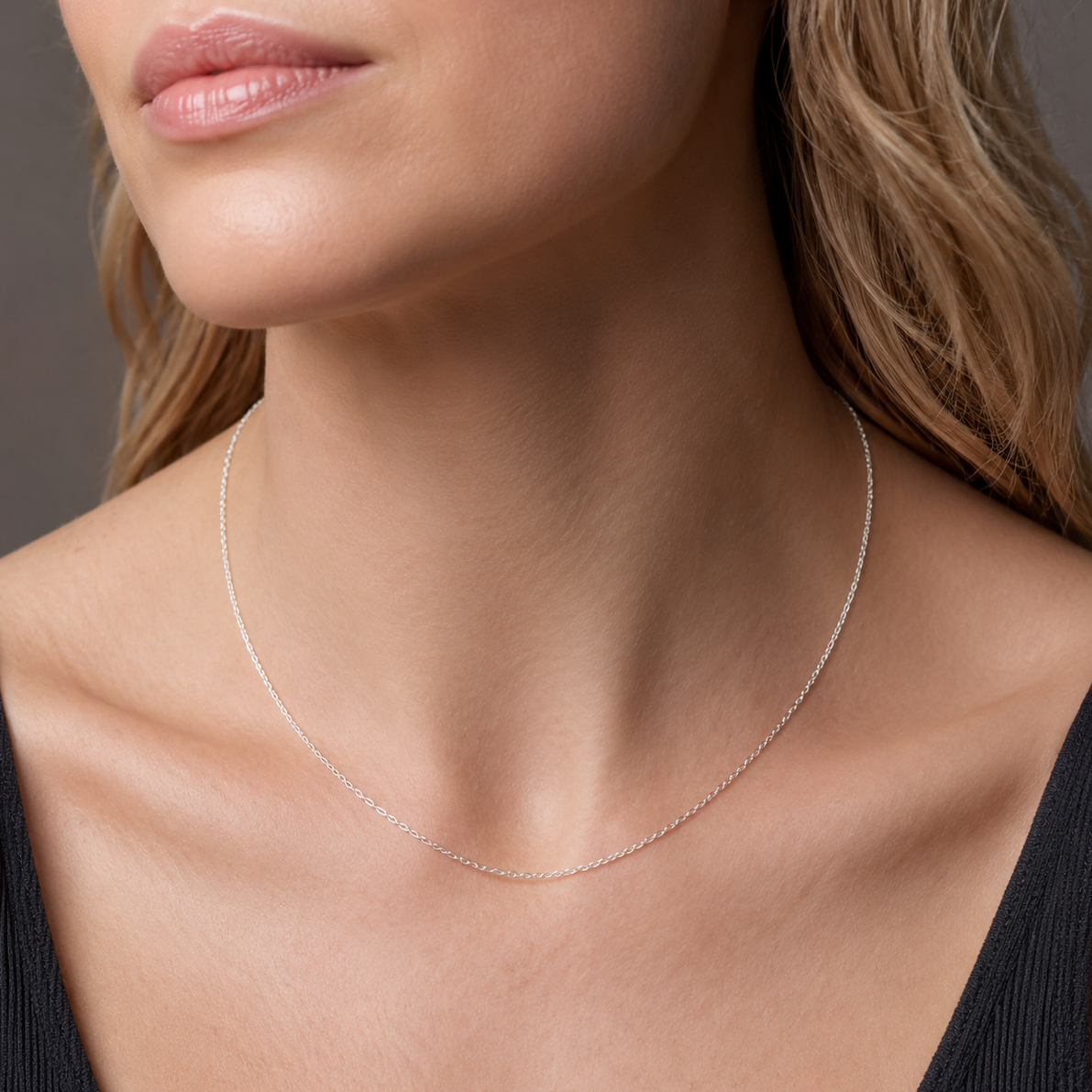 925 Sterling Silver Open Cable Chain Necklace - 1.5mm